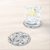 Disco Ball Retro 70er Silver Black Runder Pappuntersetzer (Vor Ort)