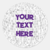 Disco Ball Retro-Aufkleber mit beliebigem Text Runder Aufkleber (Vorderseite)