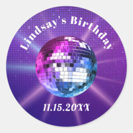 Disco Ball Retro Birthday Classic Round Sticker