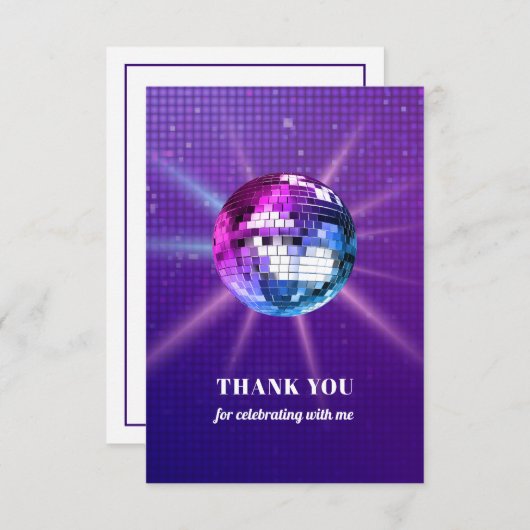 Disco Ball Retro Geburtstag Dankeskarte (Vorne/Hinten)