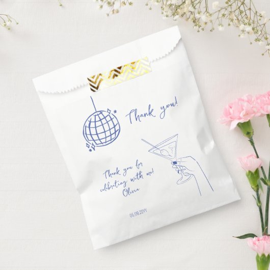 Disco Ball Retro Geburtstagscocktail danke Geschenktütchen (Versiegelt)