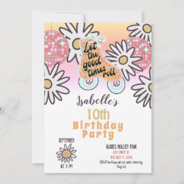 Disco Ball Roller Skaten Geburtstagsparty Einladun Einladung