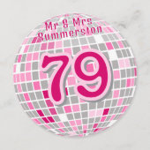 Disco Ball Rosa und Rot Personalisierte Tischnumme Save The Date (Vorderseite)