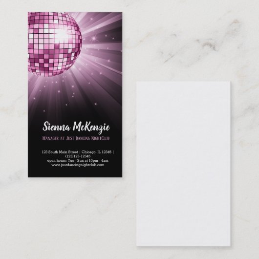 Disco Ball rosa Visitenkarte (Vorne/Hinten)