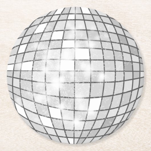 Disco Ball Runder Pappuntersetzer (Vorderseite)