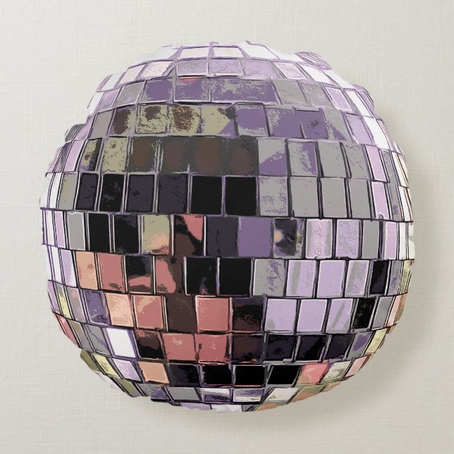 Disco Ball - Sangria Rundes Kissen (Vorderseite)