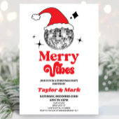 Disco Ball Santa Hat Retro Christmas Holiday Party Einladung