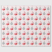 Disco Ball Santa Pink Flamingo Weihnachten Geschenkpapier (Flach)