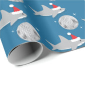 Disco Ball Shark Santa Ha Weihnachtswrapping Paper Geschenkpapier (Rolleneckpunkt)