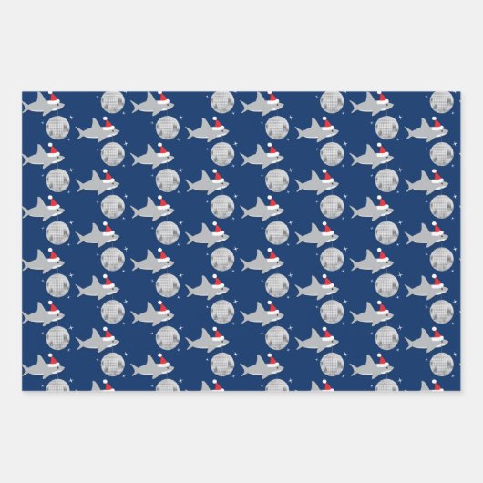Disco Ball Shark Weihnachtsmannmütze Weihnachten Geschenkpapier Set (Vorderseite 3)