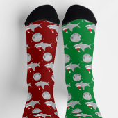 Disco Ball Shark Weihnachtsmannmütze Weihnachten Socken (Oben)