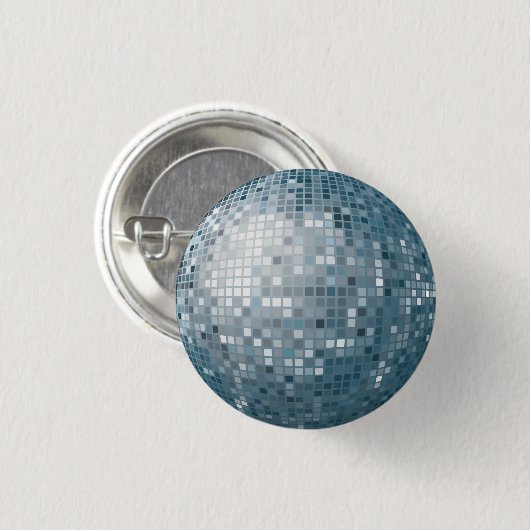 Disco-Ball-Silber-Knopf Button (Vorne & Hinten)