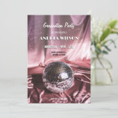 Disco Ball Silke rosa GRADUATION PARTY Einladung (Stehend Vorderseite)