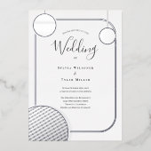 Disco Ball Silver Retro Wedding Folieneinladung (Vorderseite)