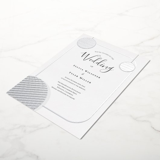 Disco Ball Silver Retro Wedding Folieneinladung (Gedreht)