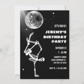 Disco Ball Skelett Tanzen Einladung (Vorderseite)
