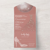 Disco Ball, Stiletto & Ball Gown Quinceñera All In One Einladung (Innen Boden)