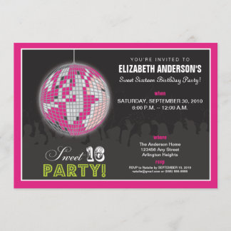Disco Ball Sweet 16 Geburtstagsparty Einladung (pi