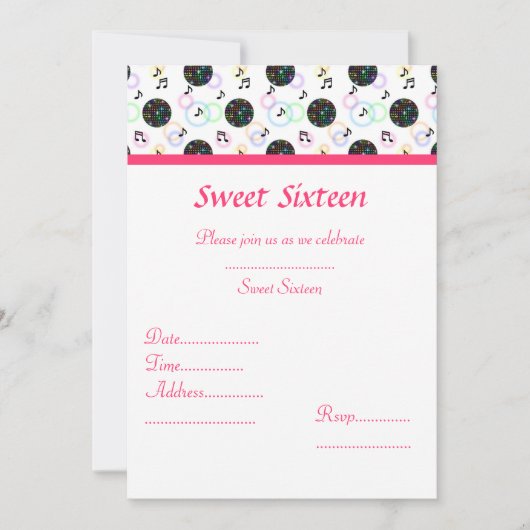 DISCO BALL SWEET 16 PARTY EINLADUNGEN (Vorderseite)