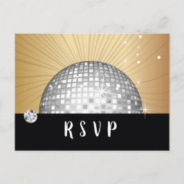 Disco-Ball, Tanz, Gold Postcard UAWG Einladungspostkarte