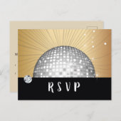 Disco-Ball, Tanz, Gold Postcard UAWG Einladungspostkarte (Vorne/Hinten)