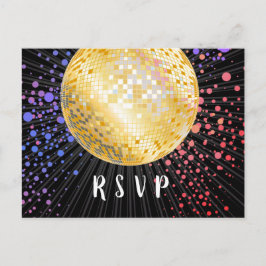 Disco-Ball, Tanz, Gold Postcard UAWG Einladungspostkarte
