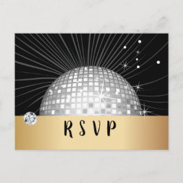 Disco-Ball, Tanz, Gold Postcard UAWG Einladungspostkarte