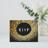 Disco-Ball, Tanz, Gold Postcard UAWG Einladungspostkarte (Stehend Vorderseite)