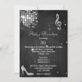 Disco Ball und Heelse Black & Silver 30. Geburtsta Einladung (Rückseite)