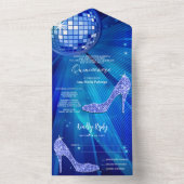 Disco Ball und Heelse Blue Quinceñera All In One Einladung (Innen Boden)