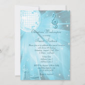 Disco Ball und Sparkle Heelse Sweet 16 Light Blue Einladung (Rückseite)