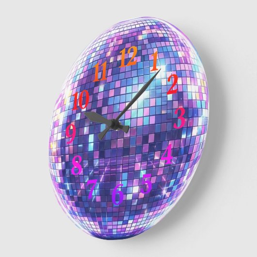 Disco Ball Wall Clock | Customizable  Große Wanduhr (Winkel)