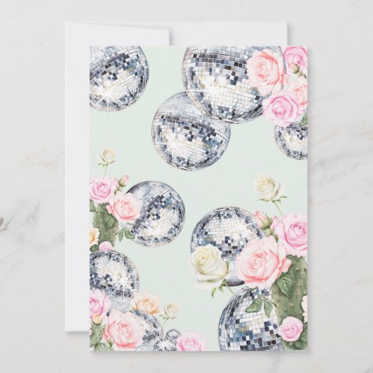 Disco Ball Wedding Einladung Blumengrün (Rückseite)