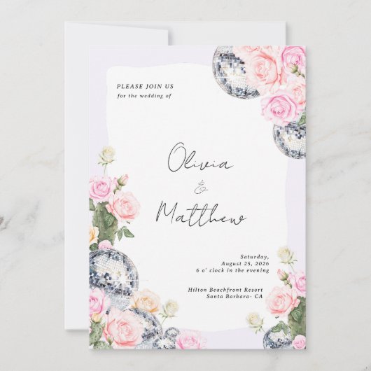 Disco Ball Wedding Einladung Blumenläden (Vorderseite)