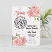 Disco Ball Wedding Einladungen Rosa Blumenstrauß (Stehend Vorderseite)
