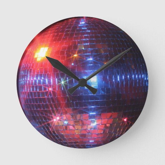 Disco ball with laser beams runde wanduhr (Vorderseite)