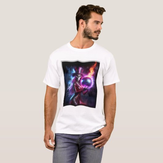 Disco Belle Posen mit ihrem Magischen Diskothek Ba T-Shirt (Vorne ganz)