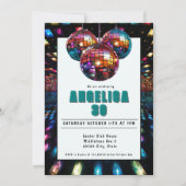 Disco Birthday Aquamarin Black Einladung (Vorderseite)