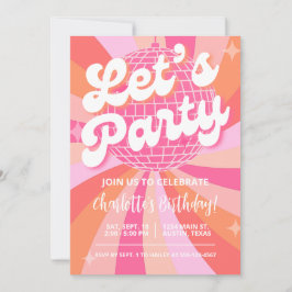 Disco Birthday Invite Girl, Retro Birthday Disco Einladung