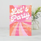 Disco Birthday Invite Girl, Retro Birthday Disco Einladung (Stehend Vorderseite)
