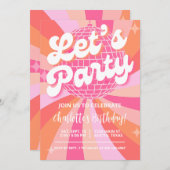Disco Birthday Invite Girl, Retro Birthday Disco Einladung (Vorne/Hinten)