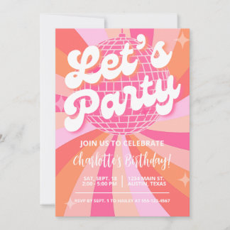Disco Birthday Invite Girl, Retro Birthday Disco Einladung