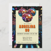 Disco Birthday Orange Black Einladung (Vorderseite)