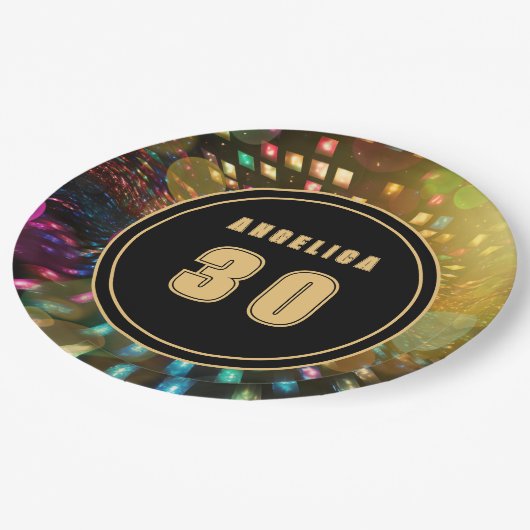 Disco Birthday Pappteller (Schrägansicht)