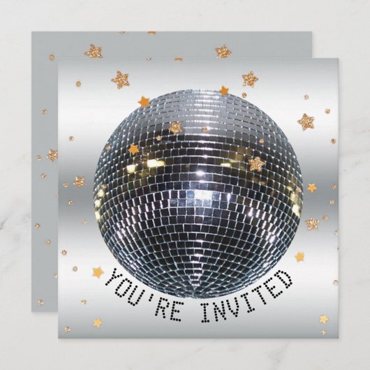 Disco Birthday Party | Just Dance Disco Ball Party Einladung (Vorne/Hinten)