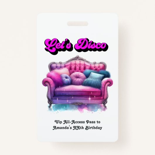 Disco Birthday Party VIP Pass - Disco-Party Lassen Ausweis (Vorderseite)