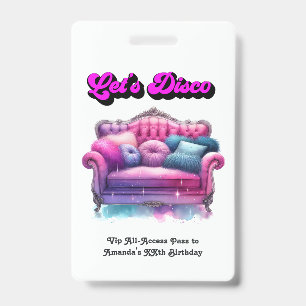 Disco-Birthday-Party-VIP-Pass – Lasst uns Disco fe Ausweis