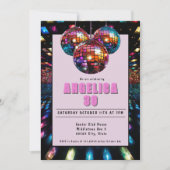 Disco Birthday Pink Black Einladung (Vorderseite)