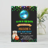 Disco-Bowling-Geburtstagsveranstaltung Einladung (Stehend Vorderseite)