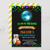 Disco-Bowling-Geburtstagsveranstaltung Einladung (Vorne/Hinten)